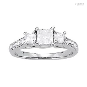 Certified 0.59 Ctw SI2/I1 Diamond 14K White Gold three