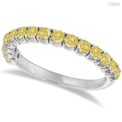 Yellow Canary Diamond Ring Anniversary Band 14k White G