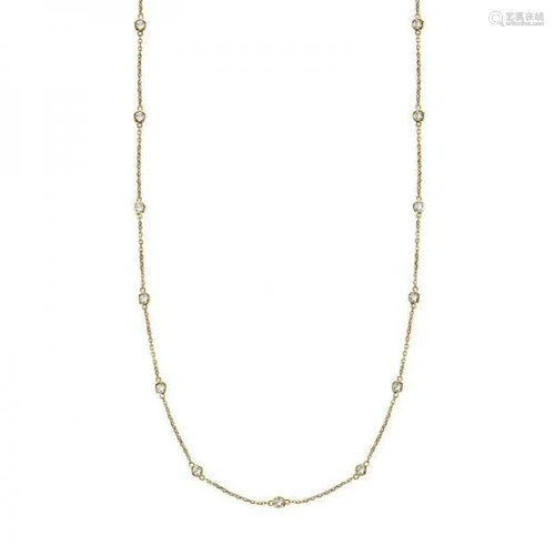 36 inch Station Station Necklace 14k Yellow Gold 1.00ct