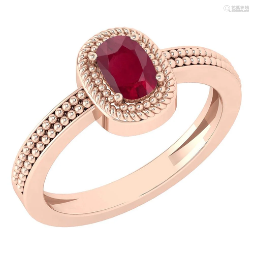 Certified 1.50 Ctw Ruby Ladies Fashion 14K Rose Gold So