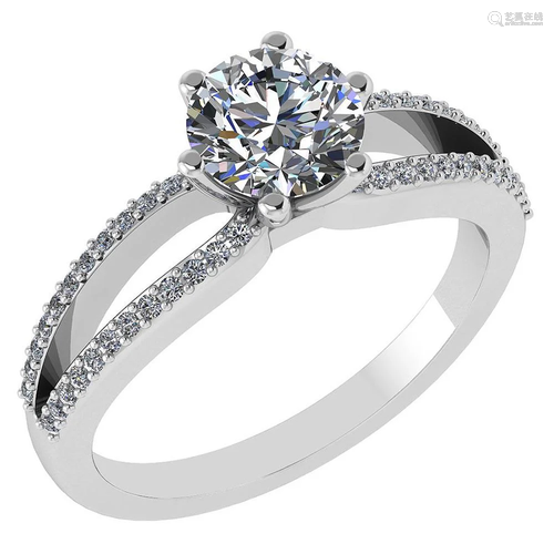 1.49 Ctw Diamond 14k White Gold Halo Ring VS/SI1