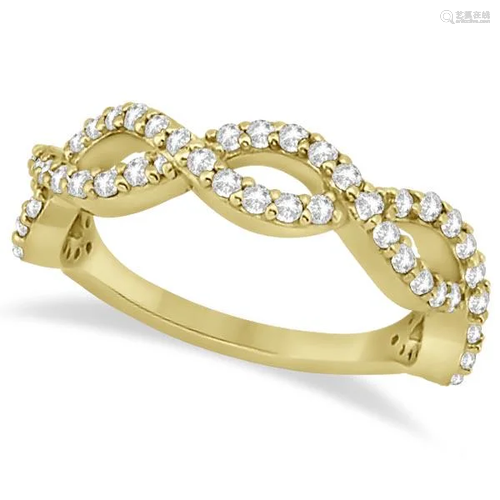 Twisted Infinity Semi-Eternity Diamond Band 14k Yellow