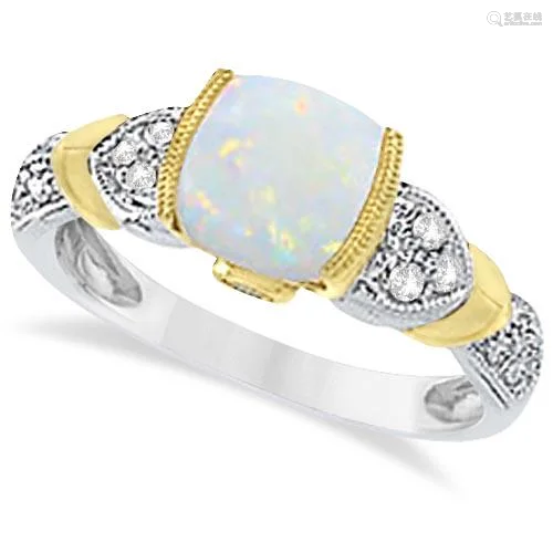 Tanzanite, Diamond and Opal Ring 14k Two-Tone Gold 1.10