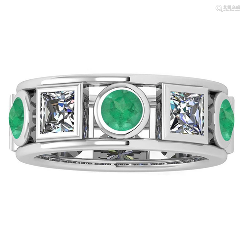 Certified 0.45 Ctw Emerald And Diamond Ladies Fashion H