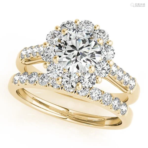 Certified 1.70 Ctw SI2/I1 Diamond 14K Yellow Gold Brida