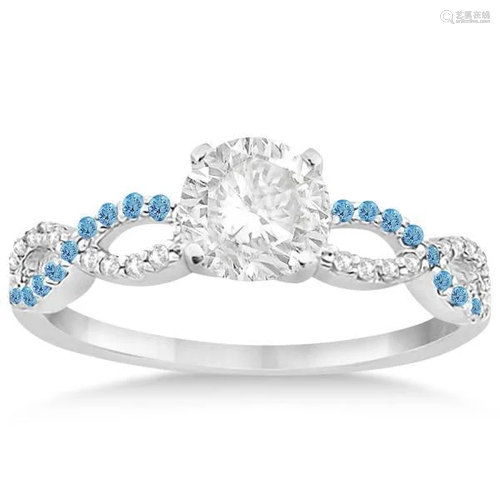 Infinity Diamond and Blue Topaz Engagement Ring in 14k