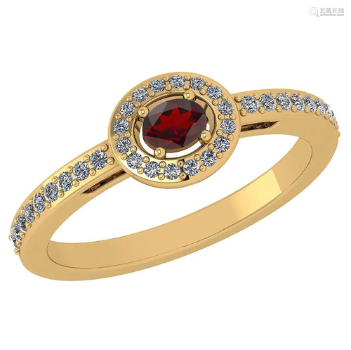 Certified 0.29Ctw Garnet And Diamond 18k Yellow Gold Ha