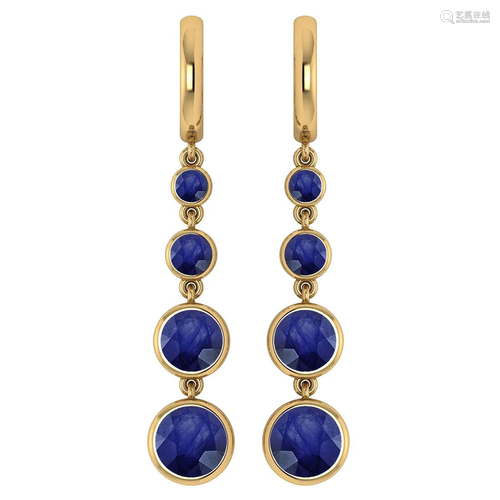 Certified 5.26 Ctw Blue Sapphire Drop Style Earrings Fo