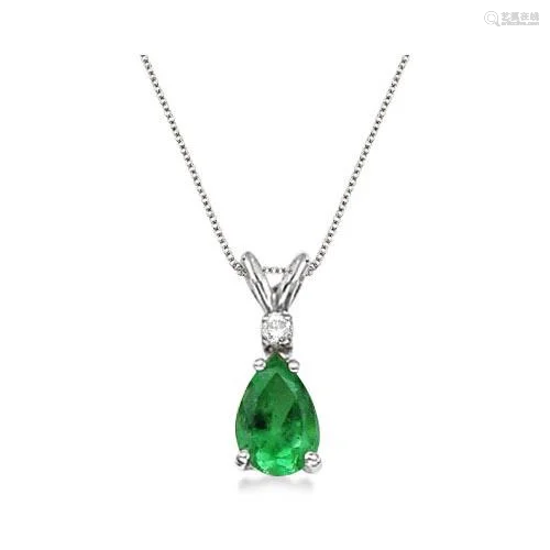 Pear Emerald and Diamond Solitaire Pendant Necklace …