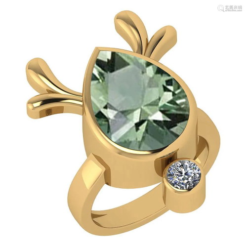 Certified 5.75 Ctw Green Amethyst And Diamond Ladies Fa