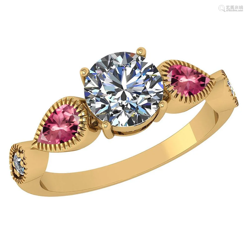 Certified 1.81 Ctw Pink Tourmaline And Diamond Wedding/