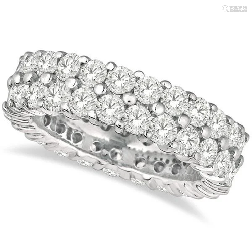 Two-Row Wide Band Diamond Eternity Ring 18k White Gold