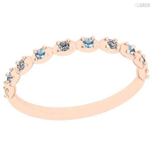 Certified 0.05 Ctw Aquamarine 14k Rose Gold Promise Ban