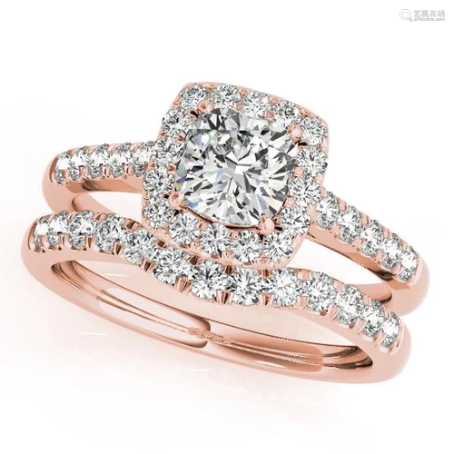 Certified 1.10 Ctw SI2/I1 Diamond 14K Rose Gold Engagem