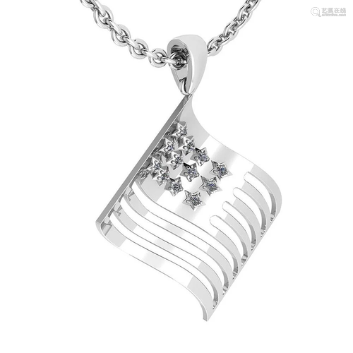 Certified 0.30 Ctw Diamond The American Flag Pendant 14