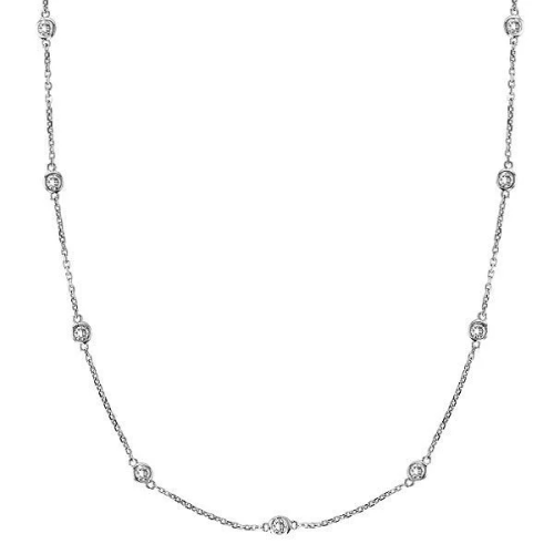 Station Bezel-Set Necklace in 14k White Gold (0.75 ctw)