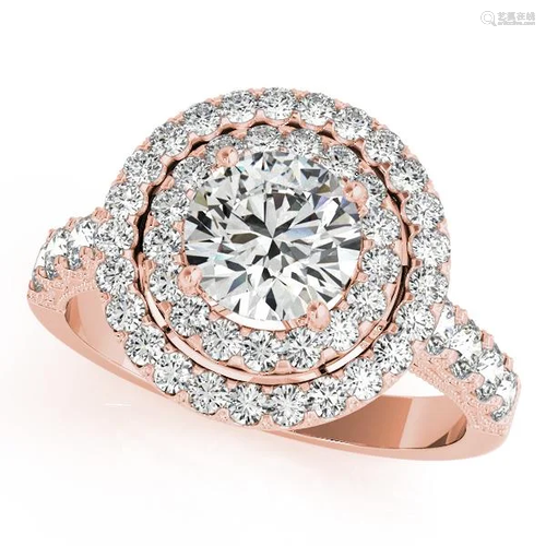 Certified 1.65 Ctw SI2/I1 Diamond 14K Rose Gold Engagem