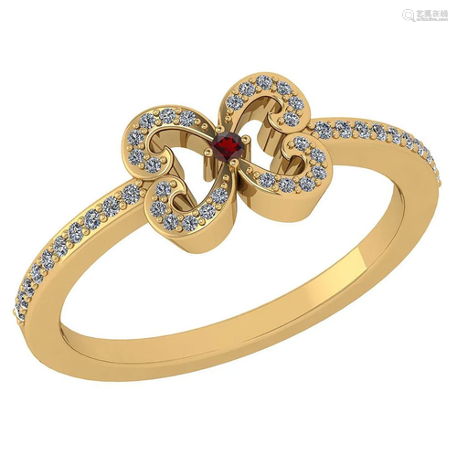 Certified 0.24 Ctw Garnet And Diamond 18k Yellow Gold H