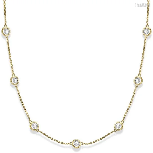 Station Bezel-Set Necklace in 14k Yellow Gold 3.00ctw