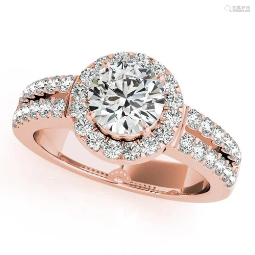 Certified 1.15 Ctw SI2/I1 Diamond 14K Rose Gold Engagem