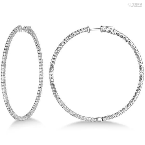 Unique X-Large Diamond Hoop Earrings 14k White Gold 3.0