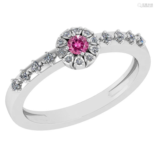 0.27 Ctw Pink Tourmaline And Diamond 14k White Gold Hal