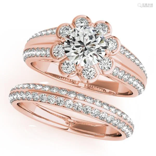 Certified 1.80 Ctw SI2/I1 Diamond 14K Rose Gold Vintage