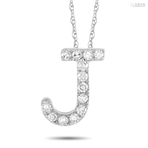 LB Exclusive 14K White Gold 0.10 ct Diamond Initial ‘J’