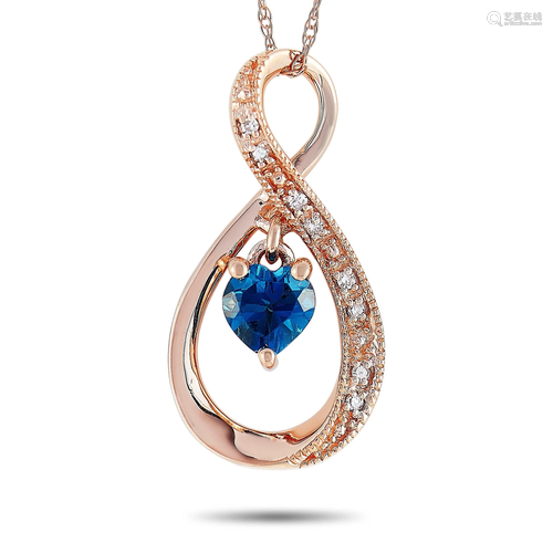 LB Exclusive 14K Rose Gold 0.03 ct Diamond and Blue