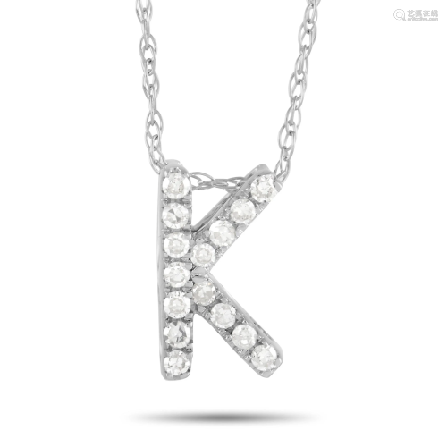 LB Exclusive 14K White Gold 0.10ct Diamond Initial 'K'