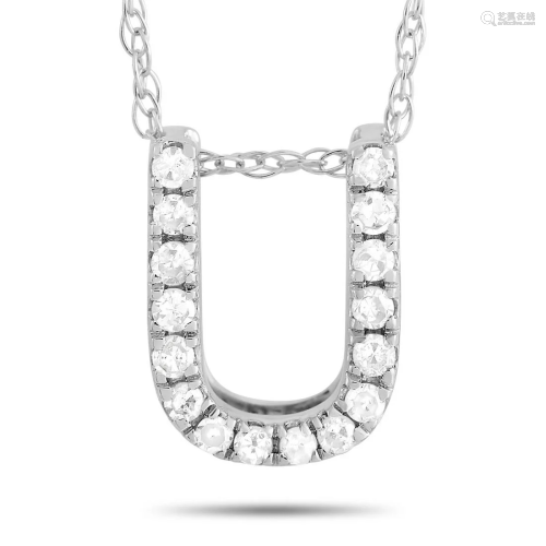 LB Exclusive 14K White Gold 0.10 ct Diamond Initial ‘U’