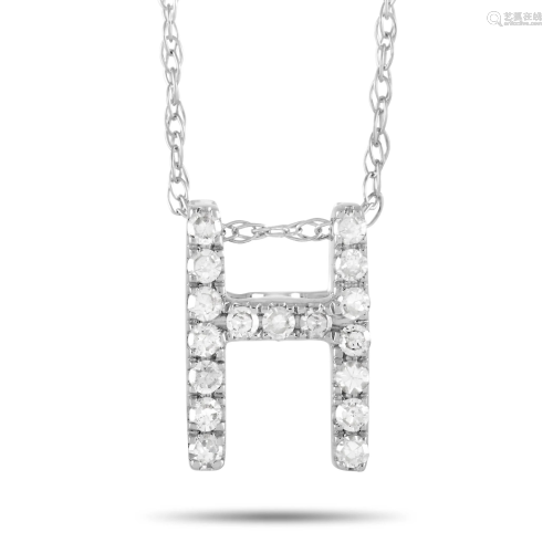 LB Exclusive 14K White Gold 0.10ct Diamond Initial 'H'