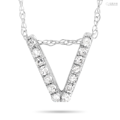 LB Exclusive 14K White Gold 0.10 ct Diamond Initial ‘V’