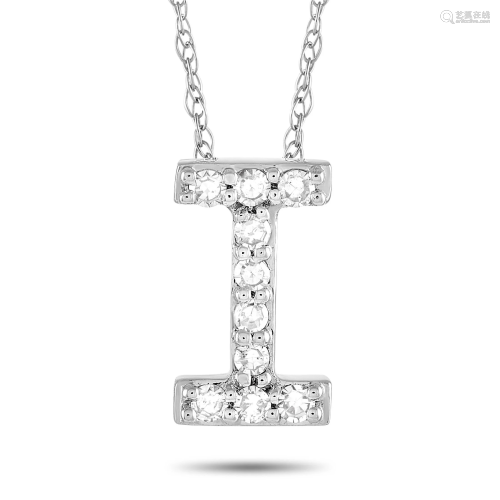 LB Exclusive 14K White Gold 0.10 ct Diamond Initial ‘I’