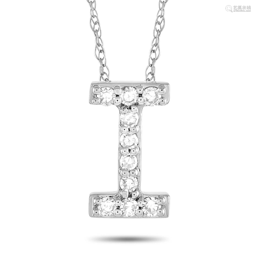 LB Exclusive 14K White Gold 0.10 ct Diamond Initial ‘I’