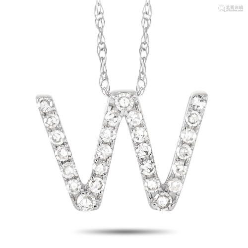 LB Exclusive 14K White Gold 0.10 ct Diamond Initial ‘W’