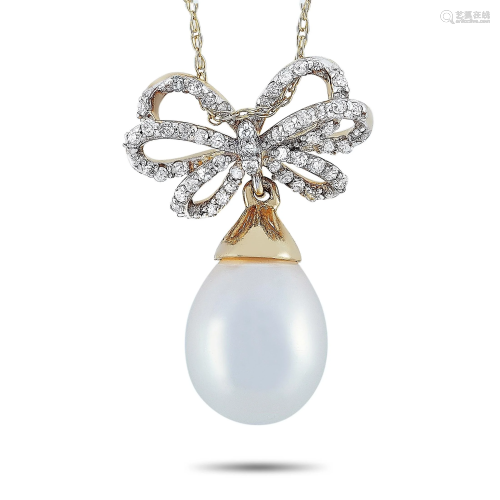 LB Exclusive 14K Yellow Gold 0.15 ct Diamond and Pearl
