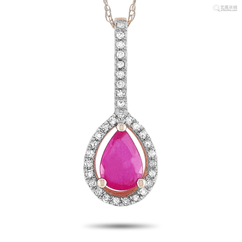 LB Exclusive 14K Rose Gold 0.09 ct Diamond and Ruby