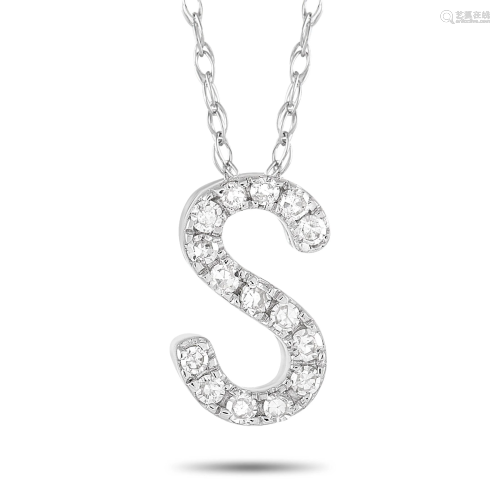 LB Exclusive 14K White Gold 0.10 ct Diamond Initial ‘S’