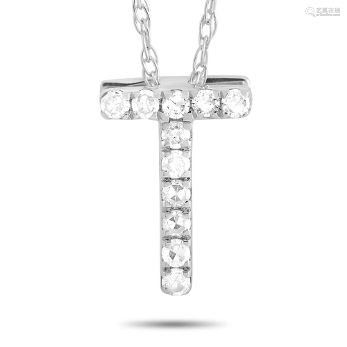 LB Exclusive 14K White Gold 0.10 ct Diamond Initial ‘T’