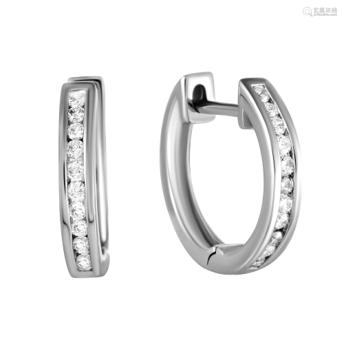 LB Exclusive ~.25ct Small 14K White Gold Diamond Hoop