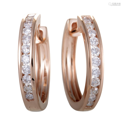 LB Exclusive ~.50ct Small 14K Rose Gold Diamond Hoop
