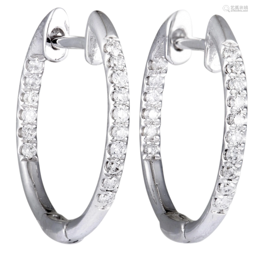LB Exclusive 14K White Gold 0.25 ct Diamond Pave Hoop