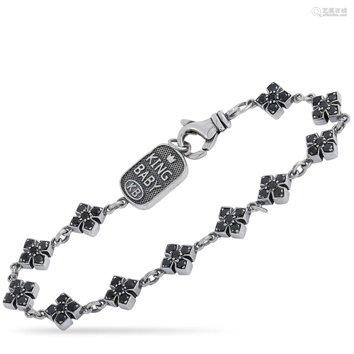 King Baby Silver and Black Cubic Zirconia Small MB