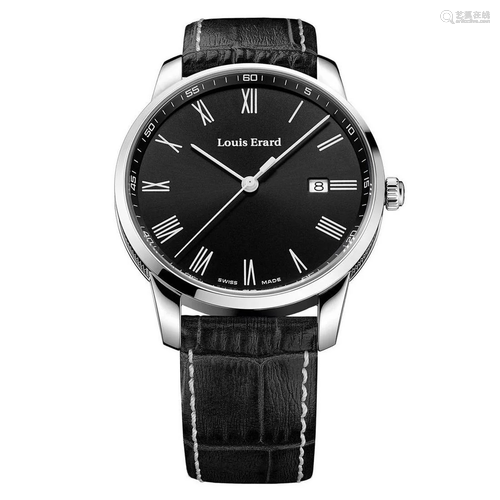 Louis Erard Quartz Men's Watch Heritage Date Black 40mm