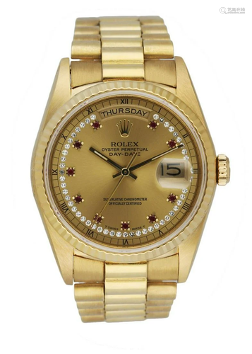 Rolex Day Date 18238 President Factory Ruby String Dial