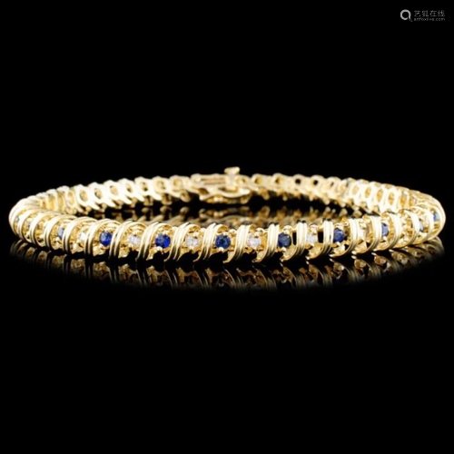 14K Gold 1.52ctw Sapphire & 0.70ctw Diamond Bracel