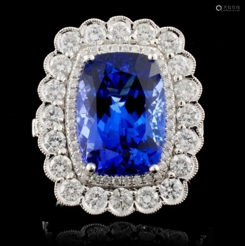 18K White Gold 6.76ct Tanzanite & 1.55ct Diamond R