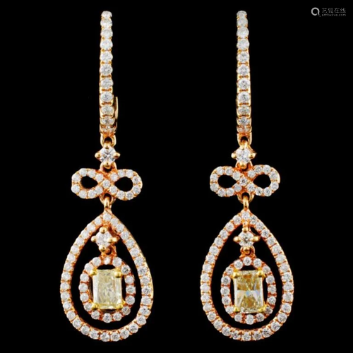 18K Gold 1.48ctw Fancy Diamond Earrings