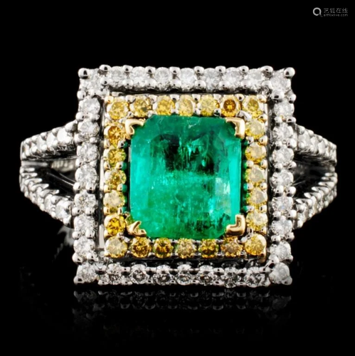 18K Gold 1.15ctw Emerald & 0.86ctw Diamond Ring